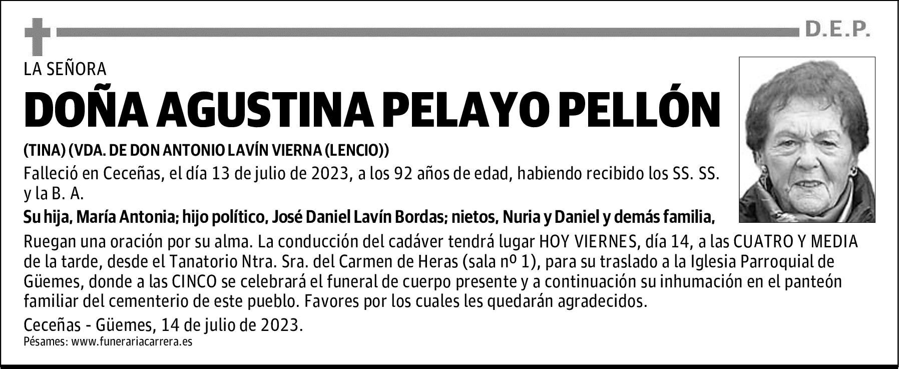 DOÑA AGUSTINA PELAYO PELLÓN