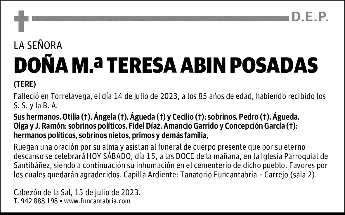DOÑA M.ª TERESA ABIN POSADAS