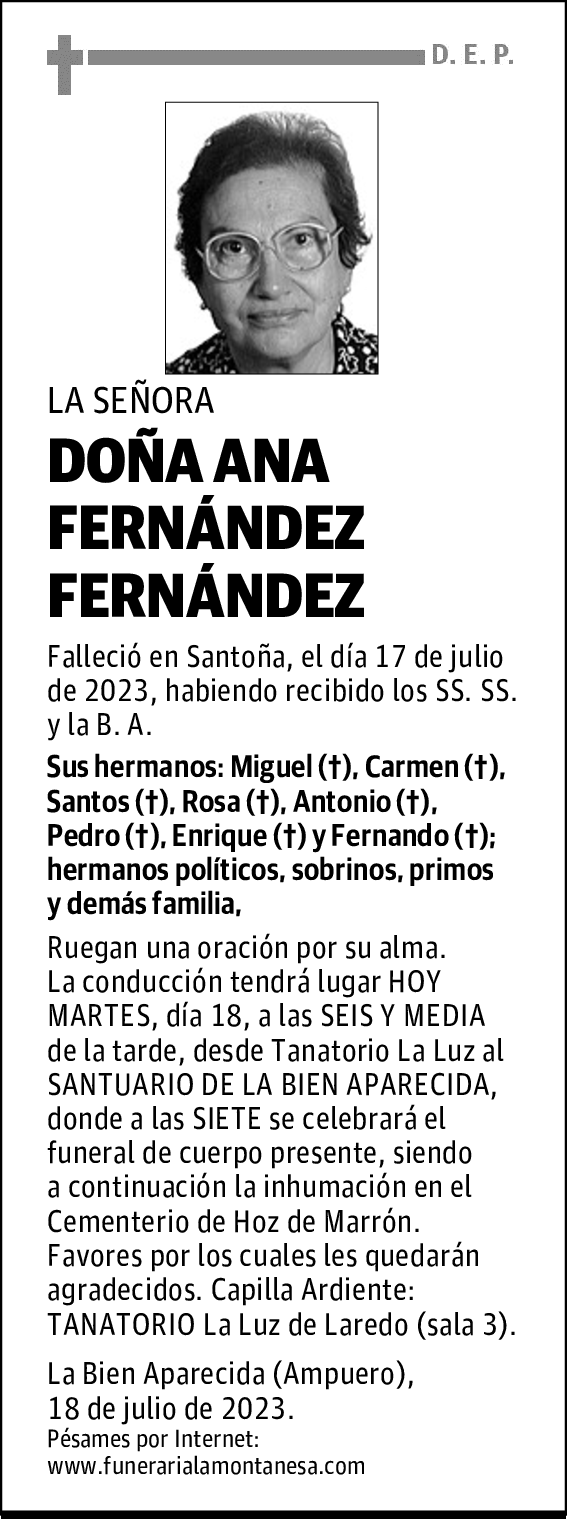 DOÑA ANA FERNÁNDEZ FERNÁNDEZ