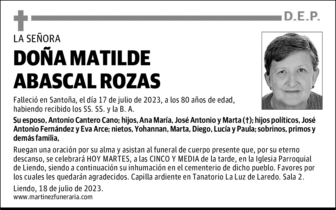 DOÑA MATILDE ABASCAL ROZAS