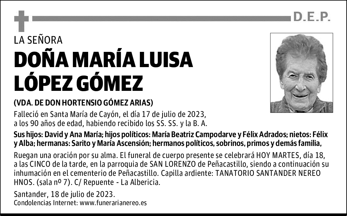 DOÑA MARÍA LUISA LÓPEZ GÓMEZ