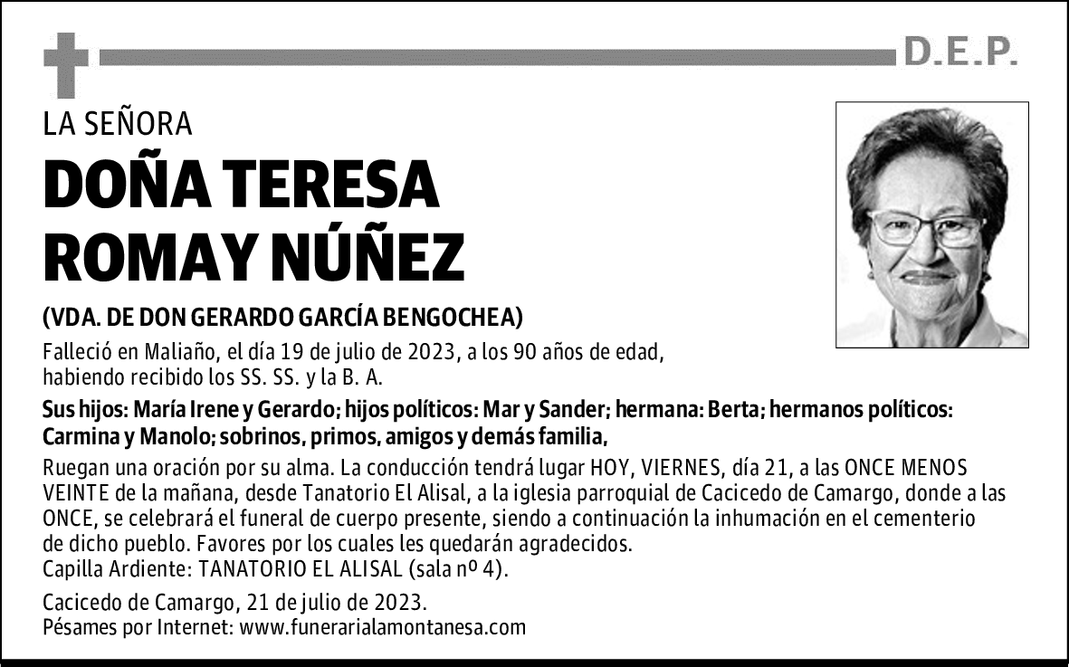 DOÑA TERESA ROMAY NÚÑEZ