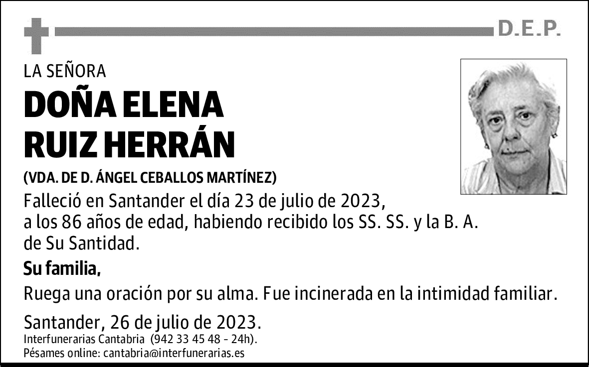 DOÑA ELENA RUIZ HERRÁN