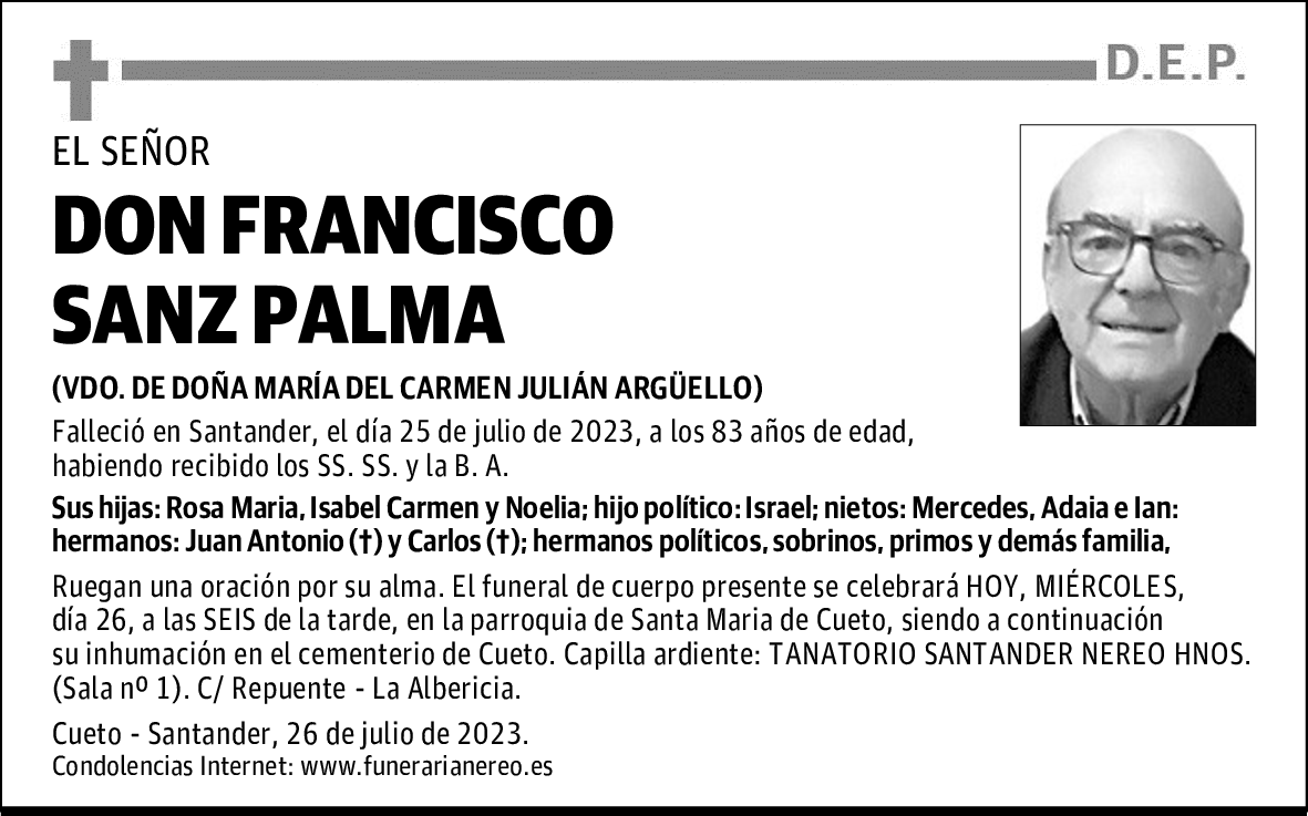 DON FRANCISCO SANZ PALMA
