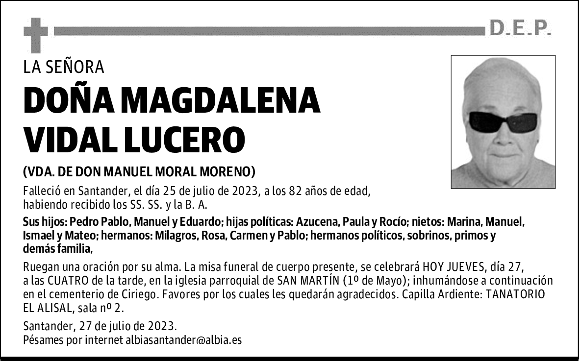 DOÑA MAGDALENA VIDAL LUCERO