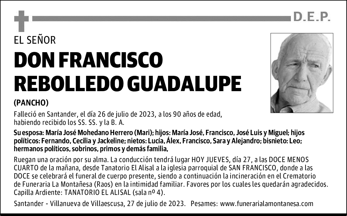 DON FRANCISCO REBOLLEDO GUADALUPE