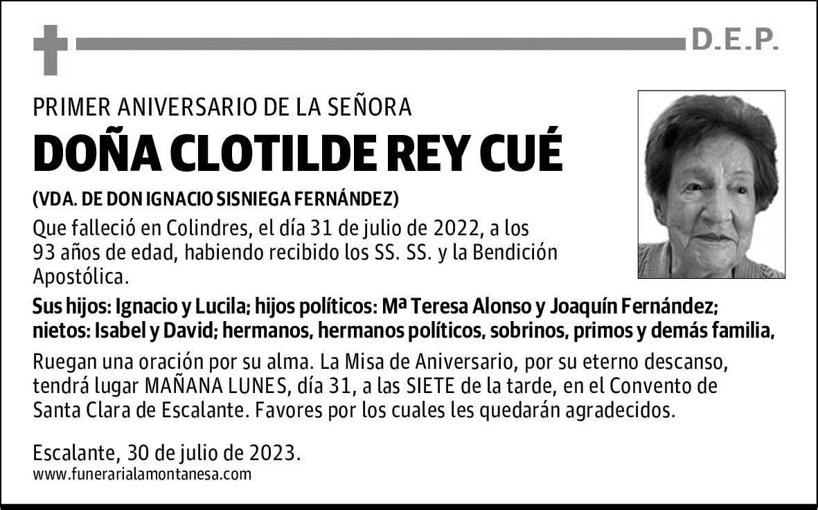 DOÑA CLOTILDE REY CUÉ
