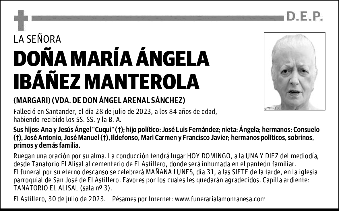 DOÑA MARÍA ÁNGELA IBÁÑEZ MANTEROLA
