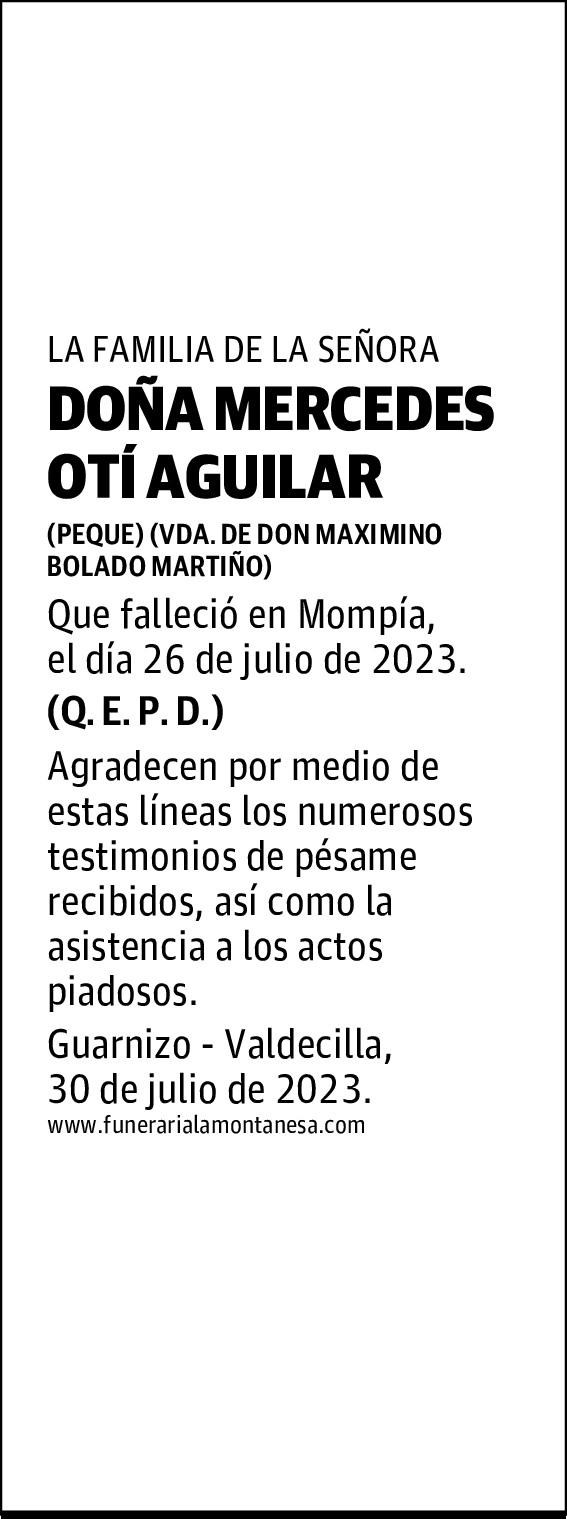 DOÑA MERCEDES OTÍ AGUILAR