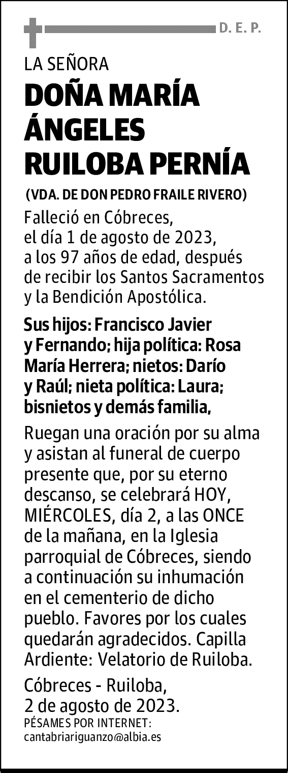 DOÑA MARÍA ÁNGELES RUILOBA PERNÍA