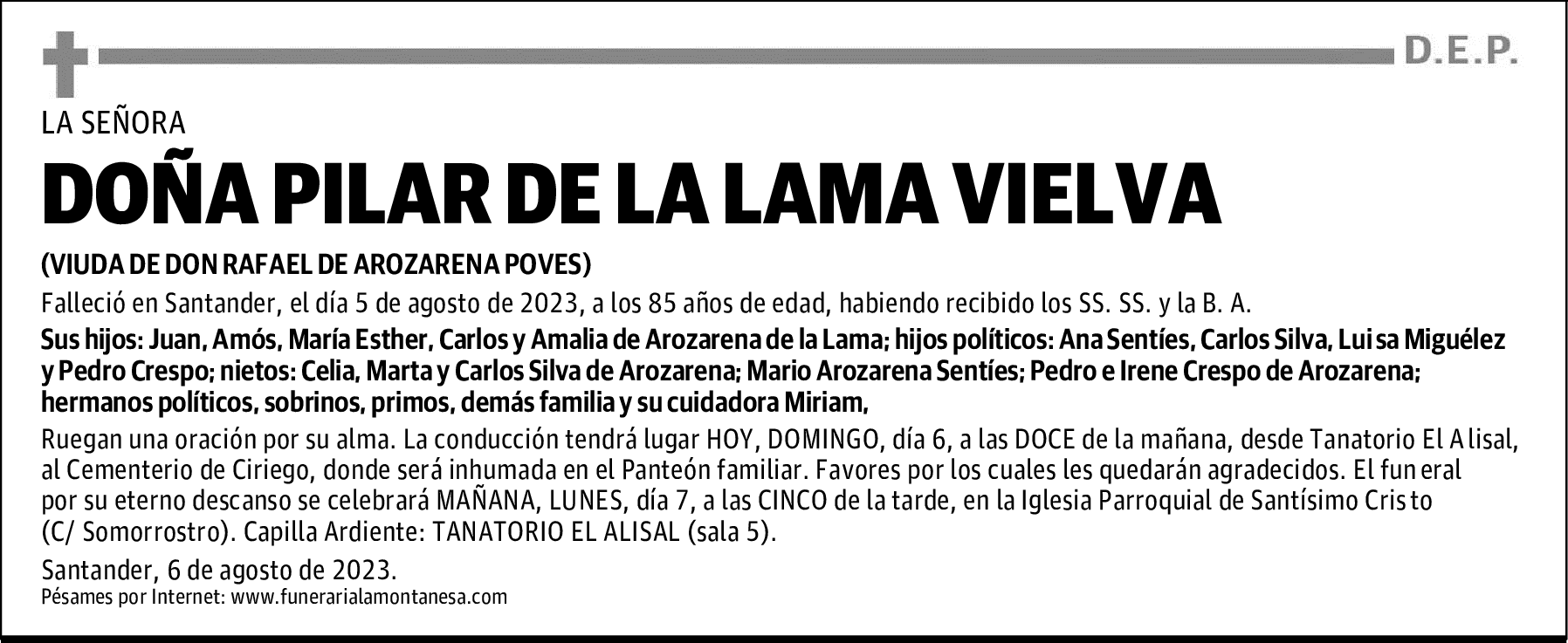DOÑA PILAR DE LA LAMA VIELVA