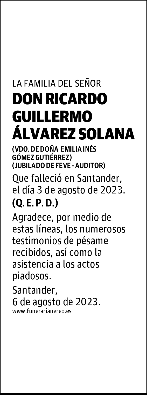 DON RICARDO GUILLERMO ÁLVAREZ SOLANA