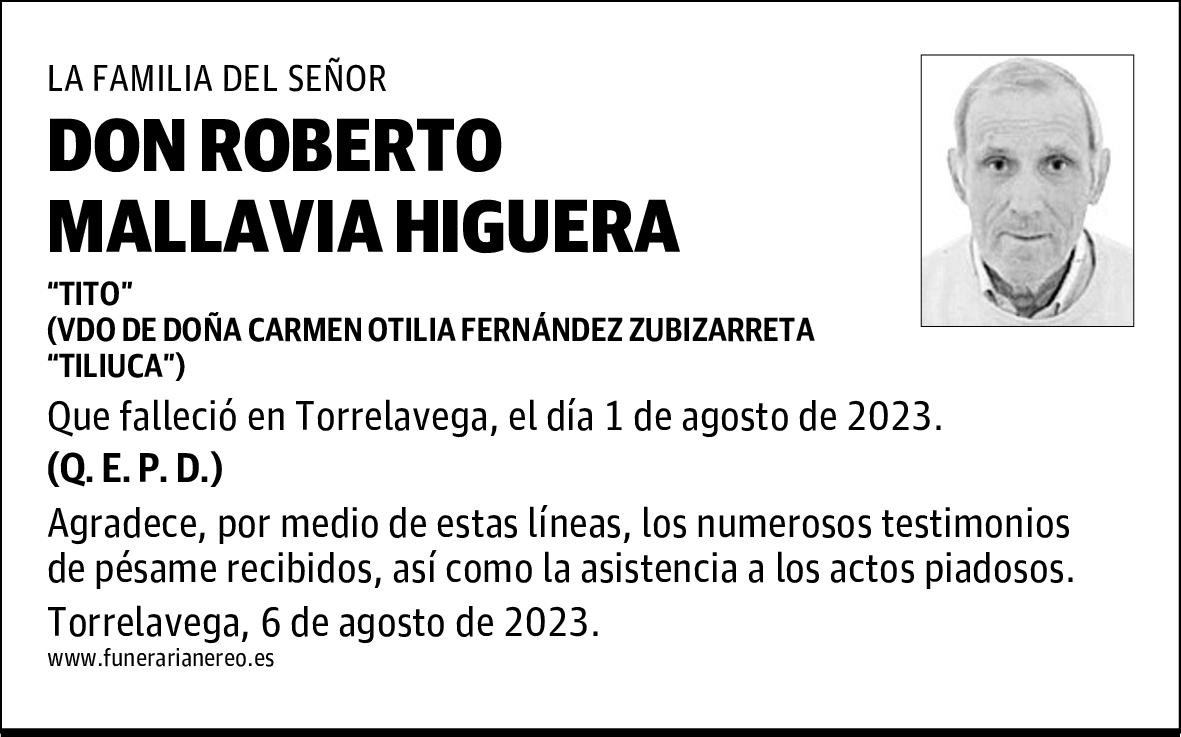 DON ROBERTO MALLAVIA HIGUERA