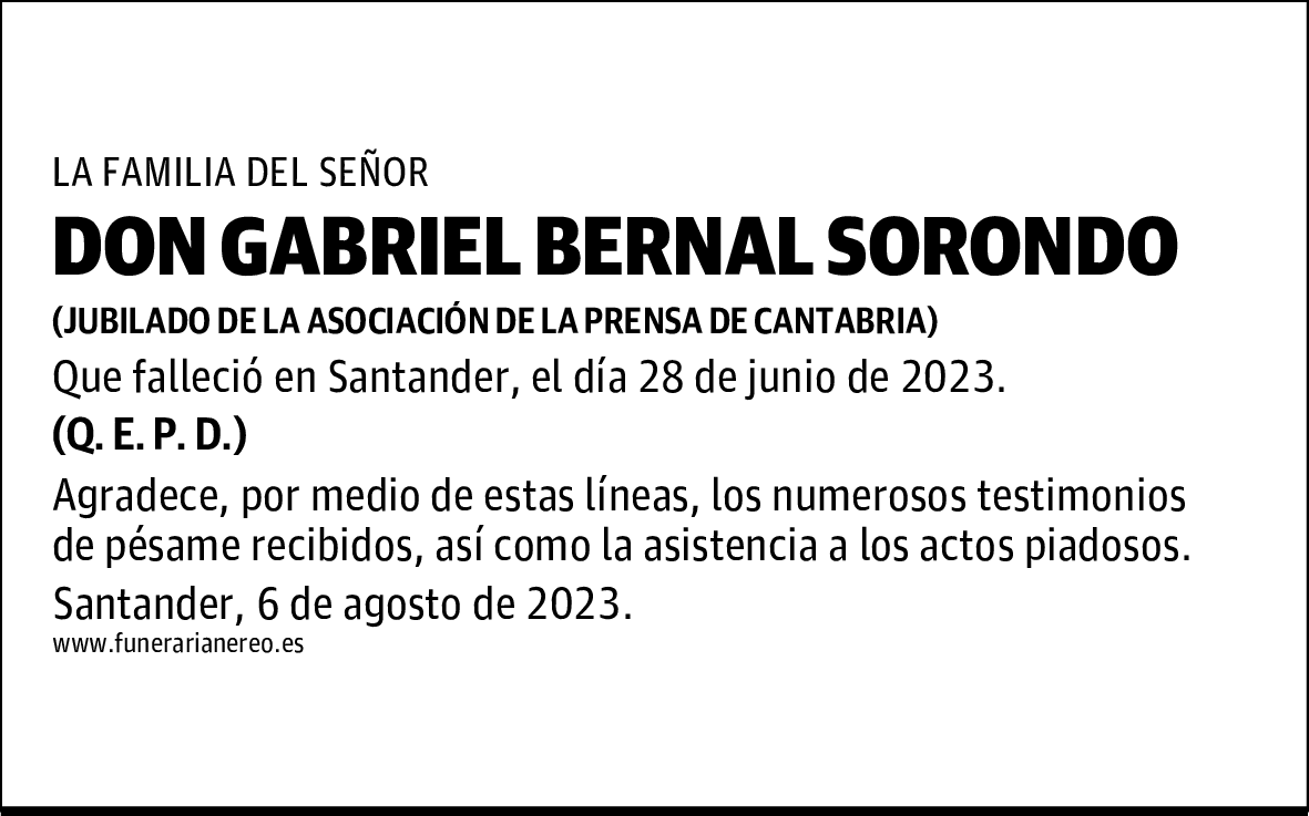 DON GABRIEL BERNAL SORONDO