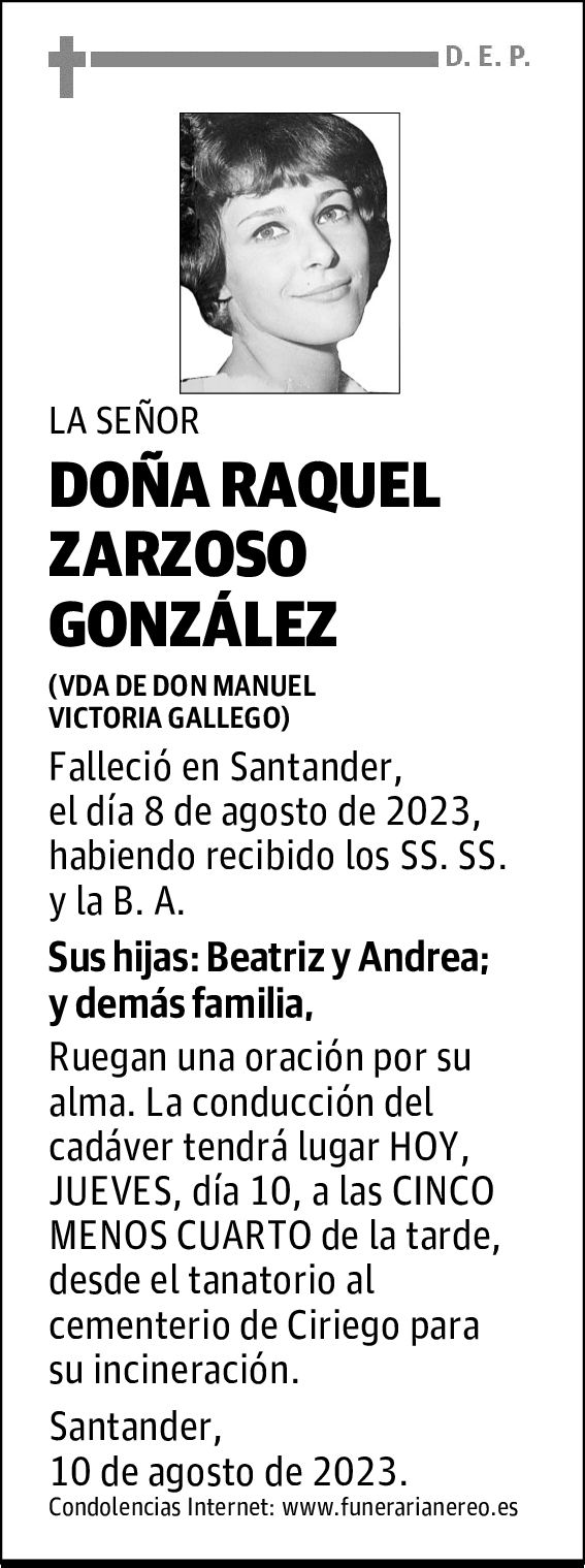 DOÑA RAQUEL ZARZOSO GONZÁLEZ