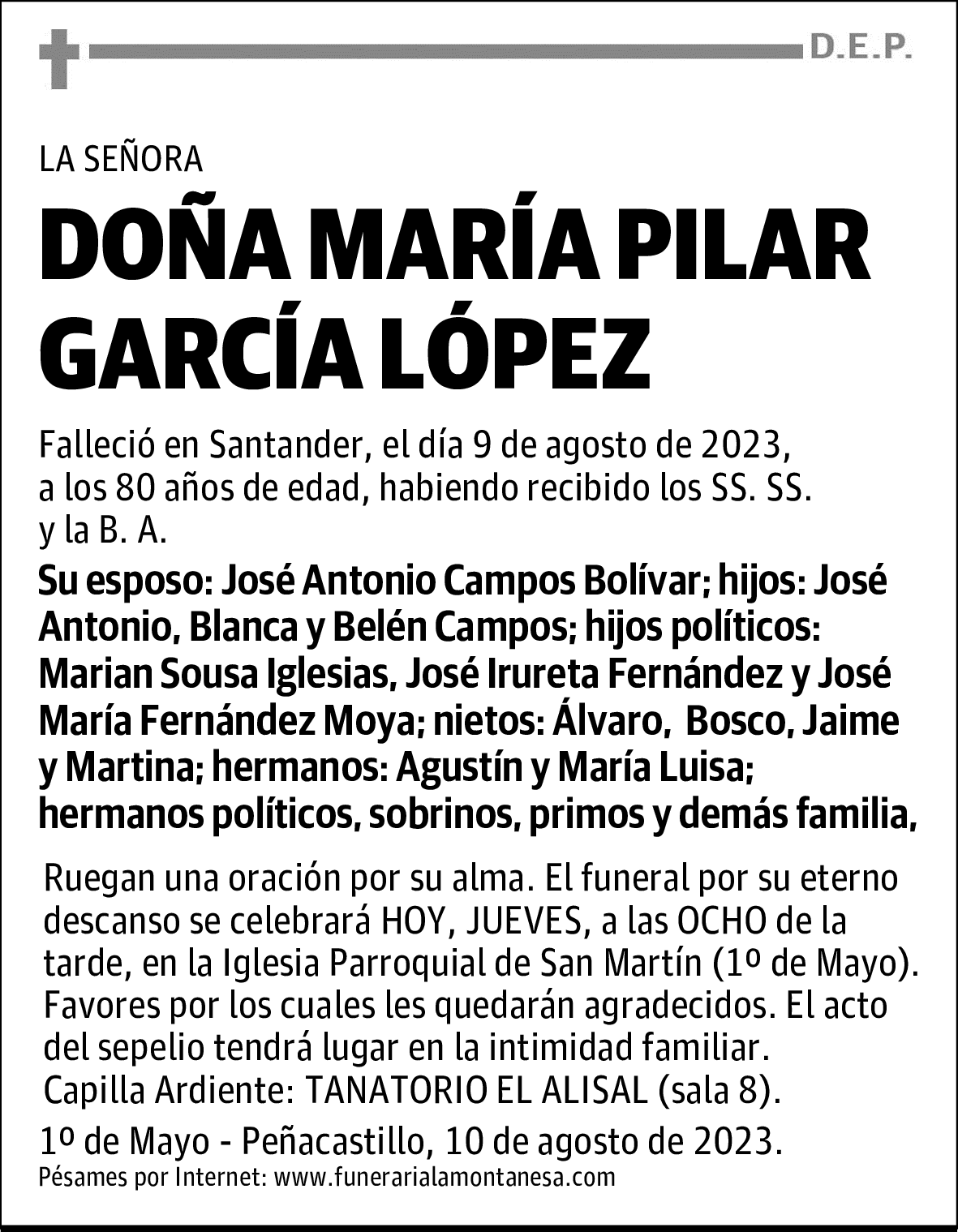 DOÑA MARÍA PILAR GARCÍA LÓPEZ