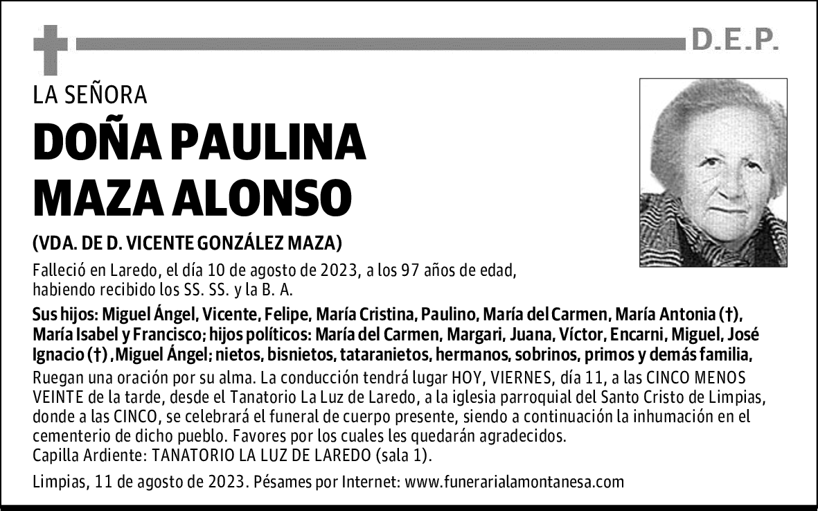 DOÑA PAULINA MAZA ALONSO