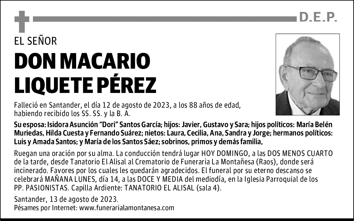 DON MACARIO LIQUETE PÉREZ