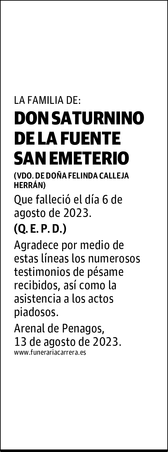 DON SATURNINO DE LA FUENTE SAN EMETERIO