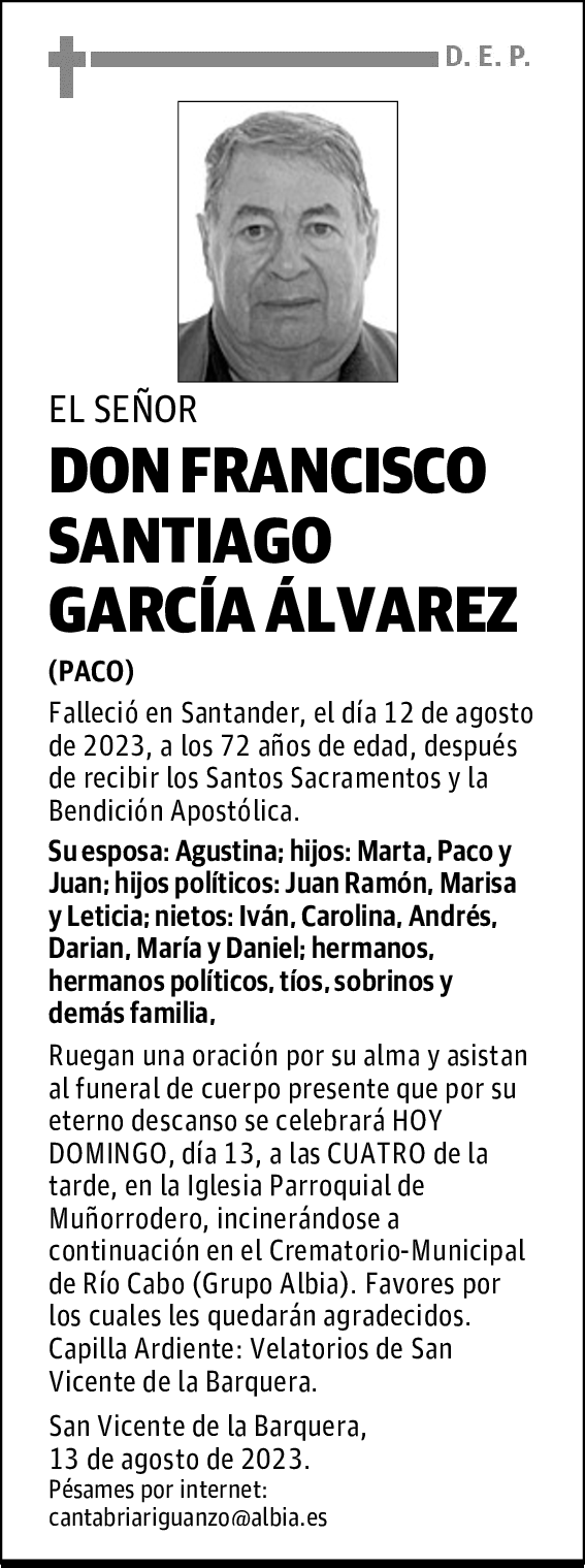 DON FRANCISCO SANTIAGO GARCÍA ÁLVAREZ