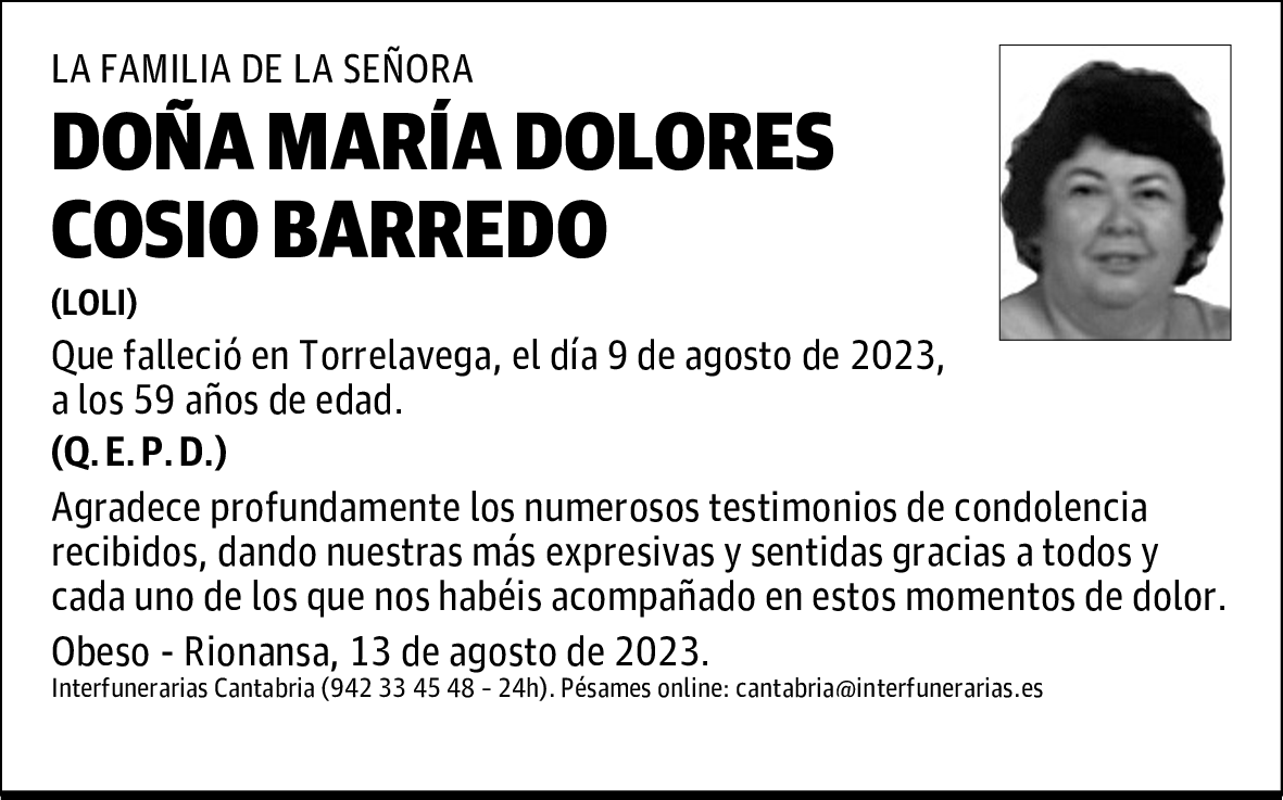 DOÑA MARÍA DOLORES COSIO BARREDO