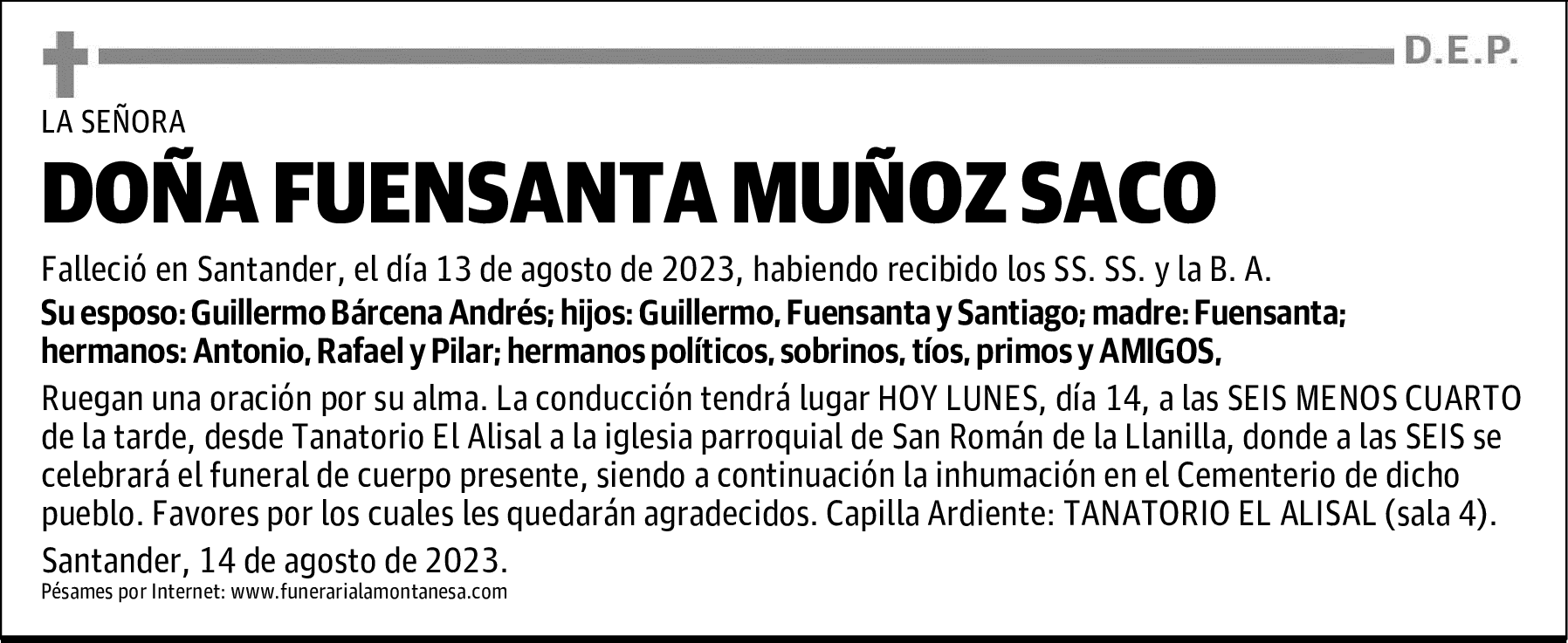 DOÑA FUENSANTA MUÑOZ SACO