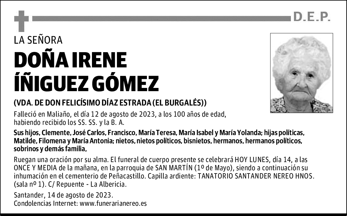 DOÑA IRENE ÍÑIGUEZ GÓMEZ