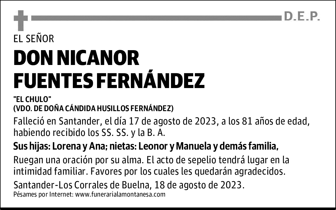 DON NICANOR FUENTES FERNÁNDEZ