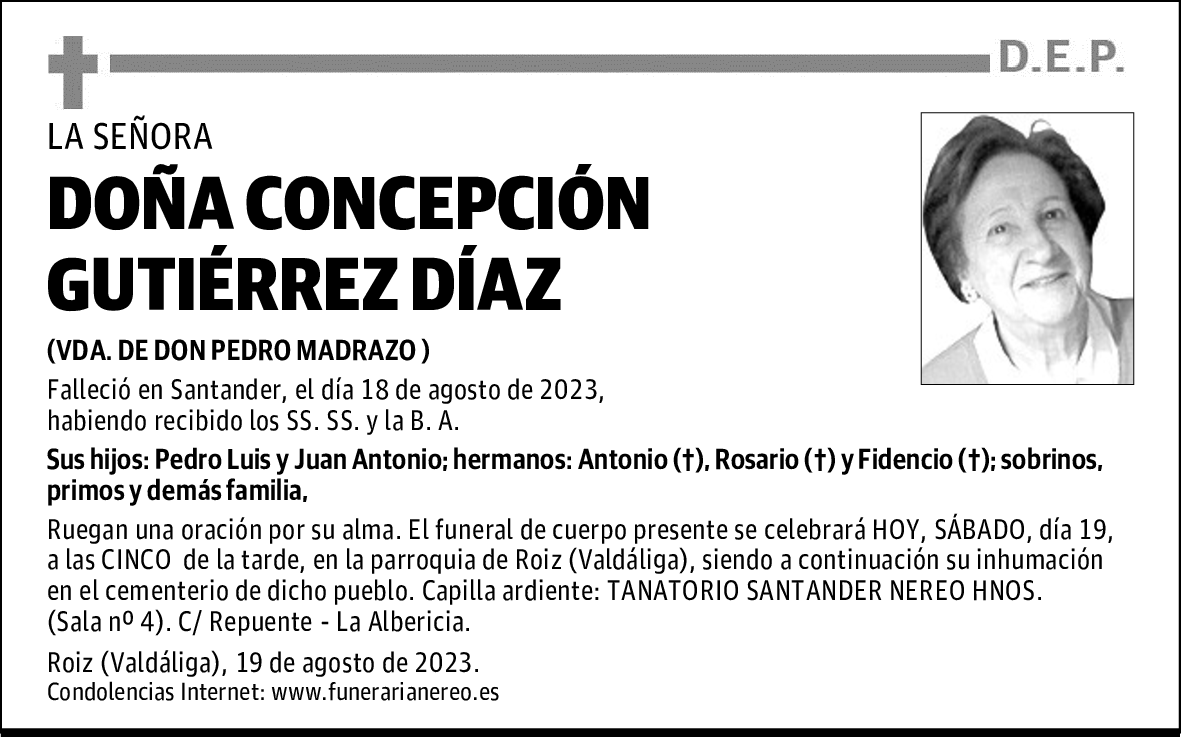 DOÑA CONCEPCIÓN GUTIÉRREZ DÍAZ