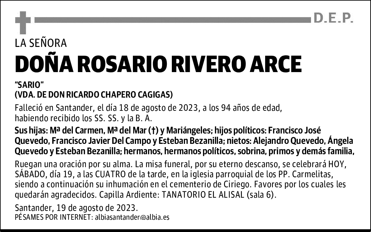 DOÑA ROSARIO RIVERO ARCE