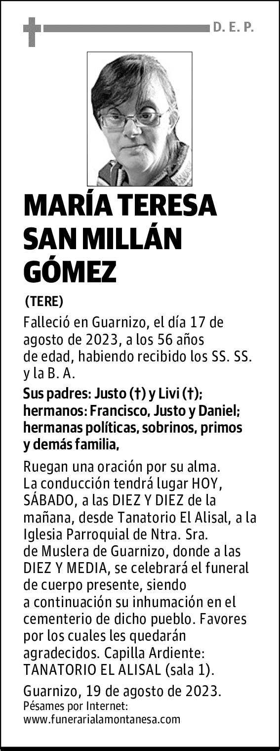 MARÍA TERESA SAN MILLÁN GÓMEZ