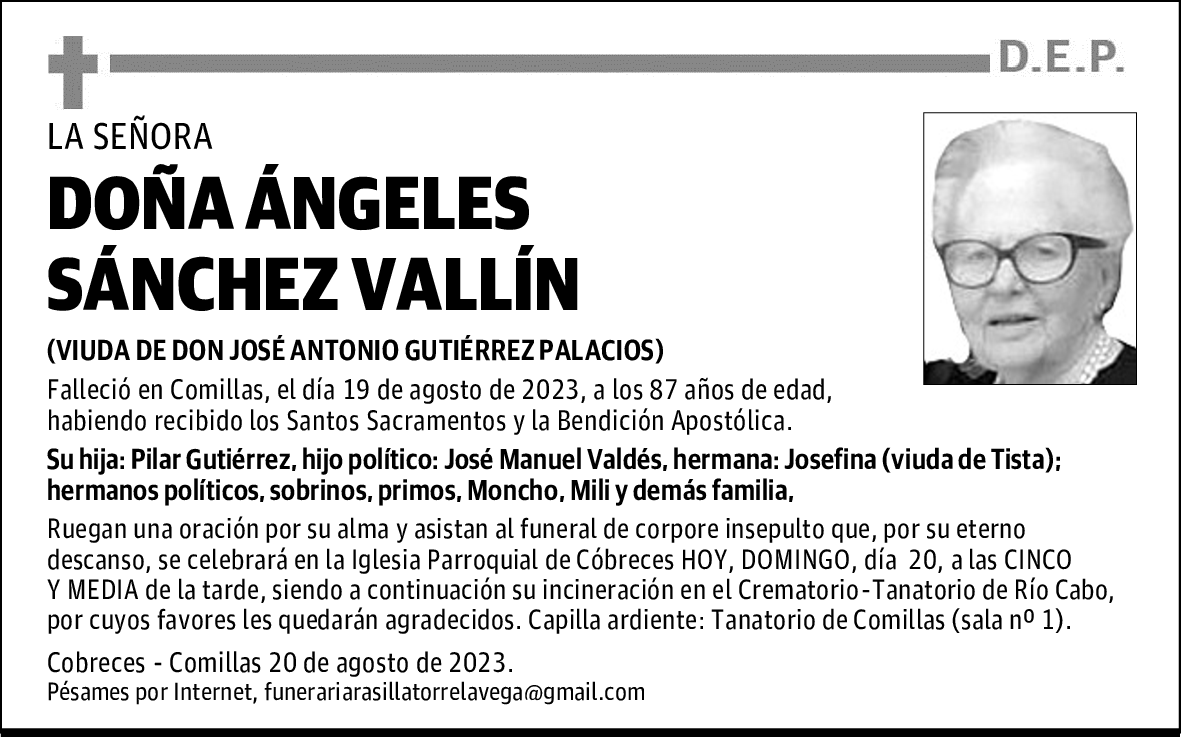 DOÑA ÁNGELES SÁNCHEZ VALLÍN