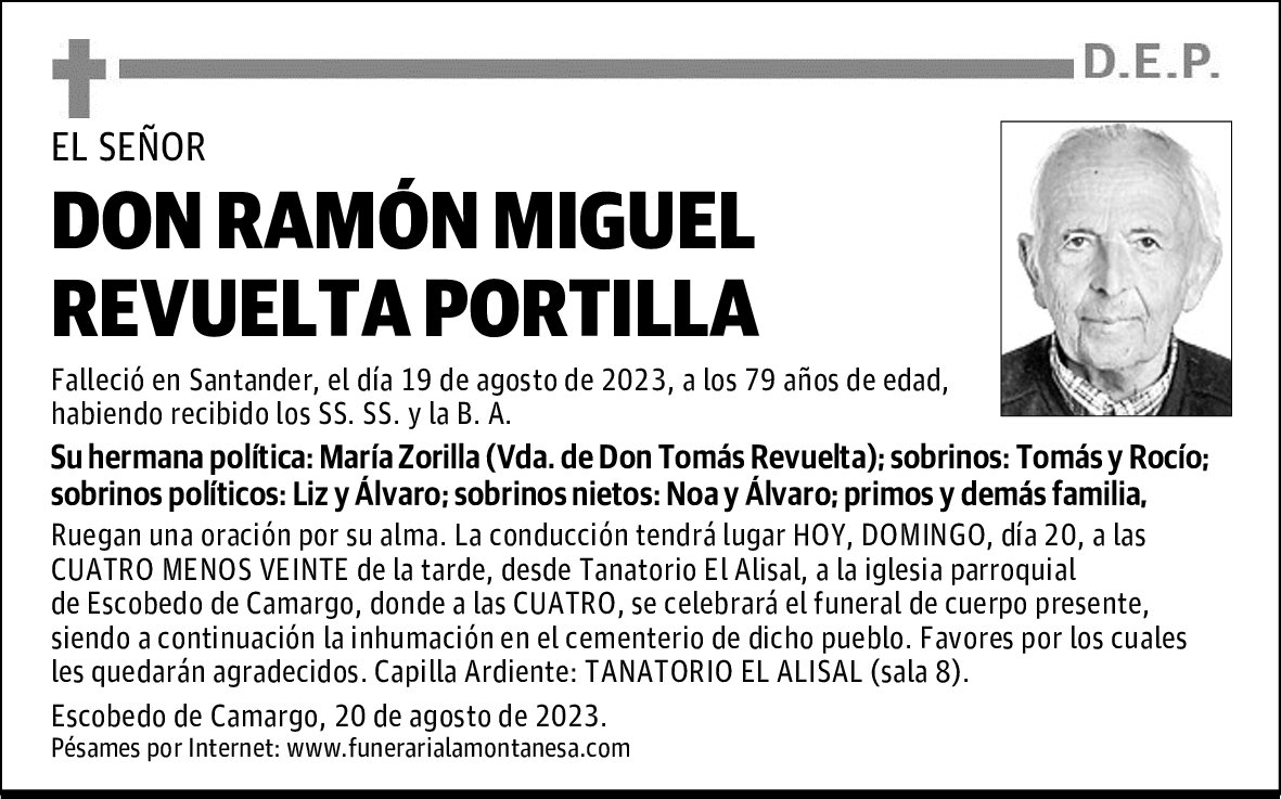 DON RAMÓN MIGUEL REVUELTA PORTILLA