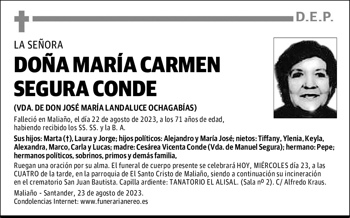 DOÑA MARÍA CARMEN SEGURA CONDE