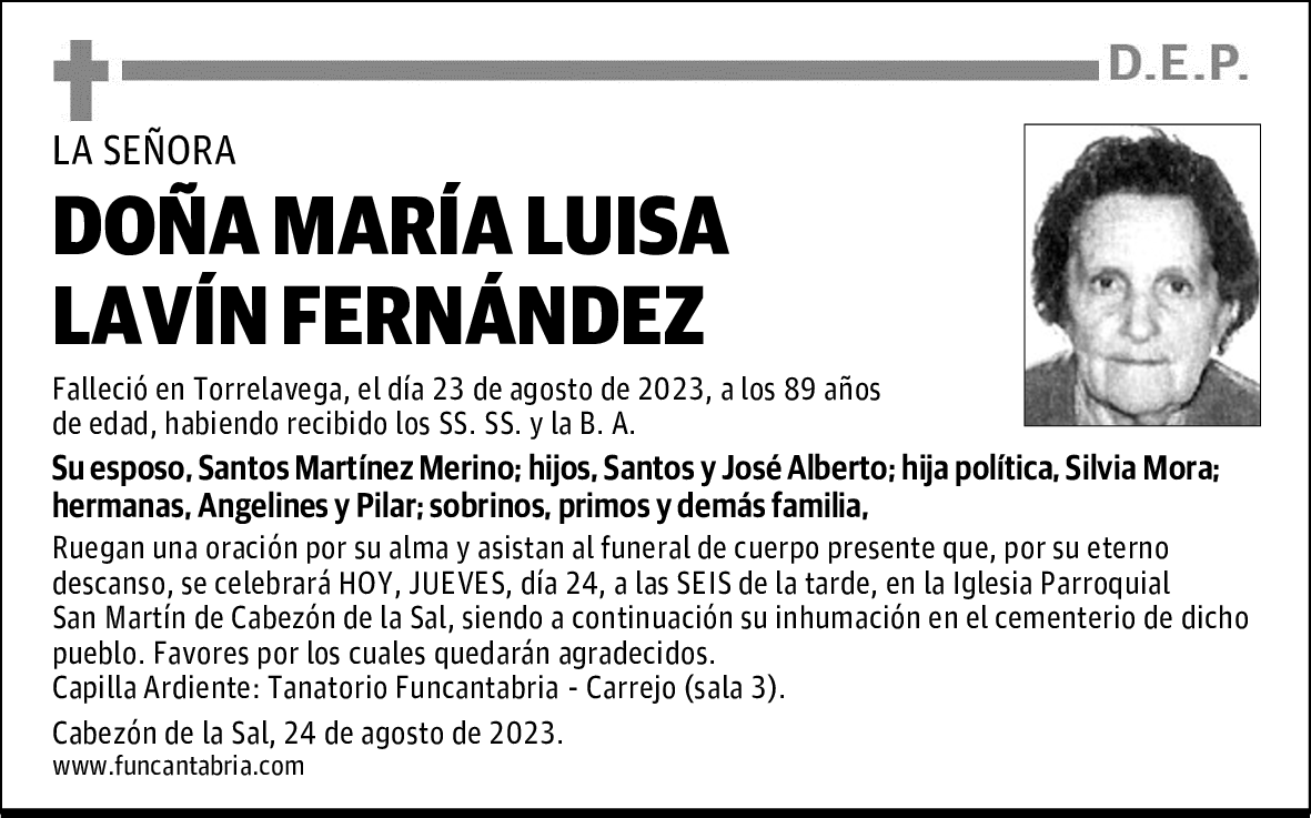 DOÑA MARÍA LUISA LAVÍN FERNÁNDEZ