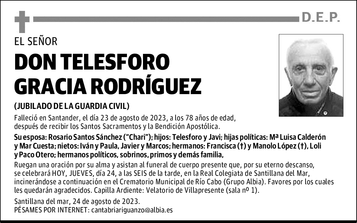 DON TELESFORO GRACIA RODRíGUEZ