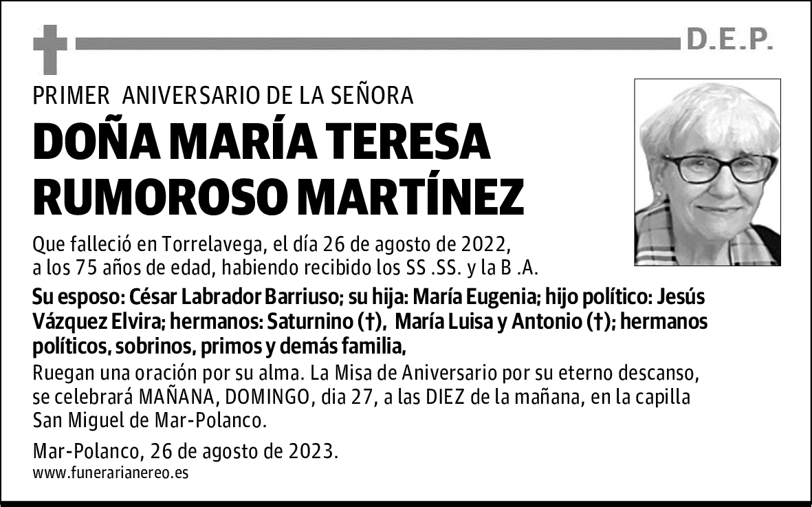 DOÑA MARÍA TERESA RUMOROSO MARTÍNEZ
