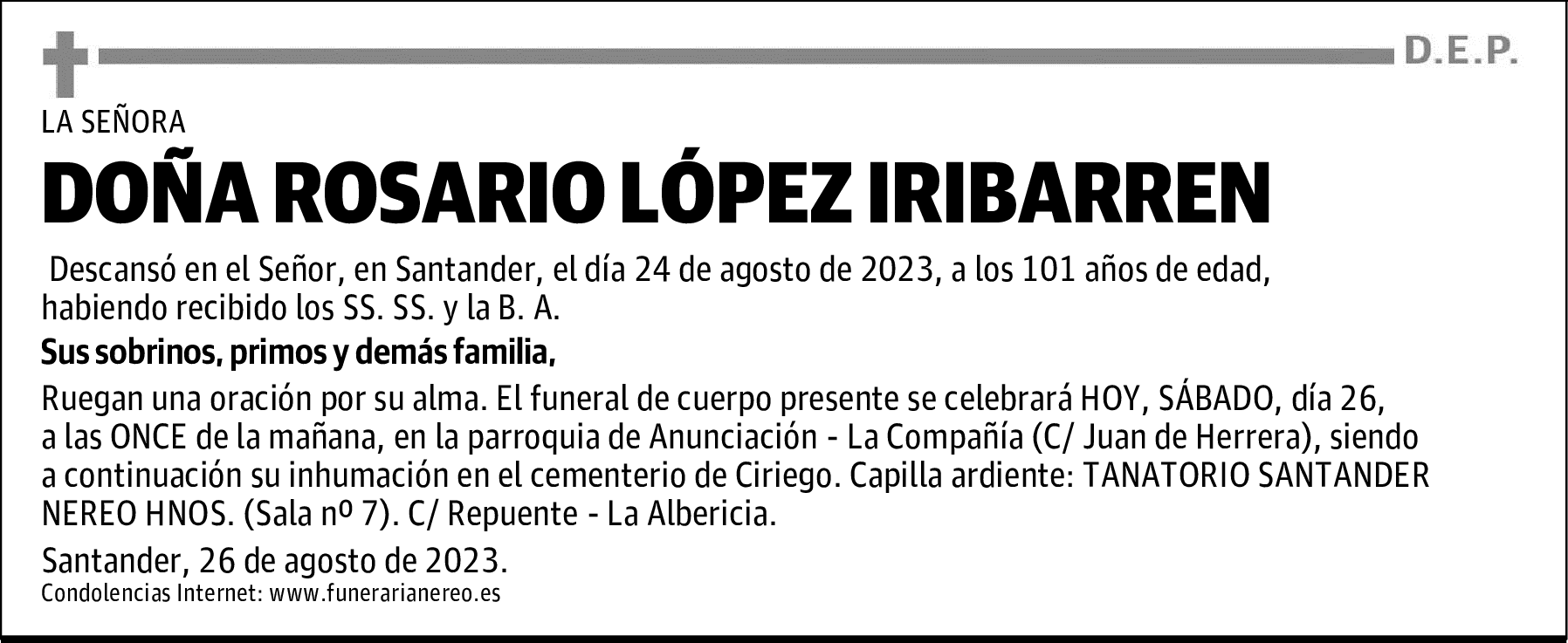 DOÑA ROSARIO LÓPEZ IRIBARREN
