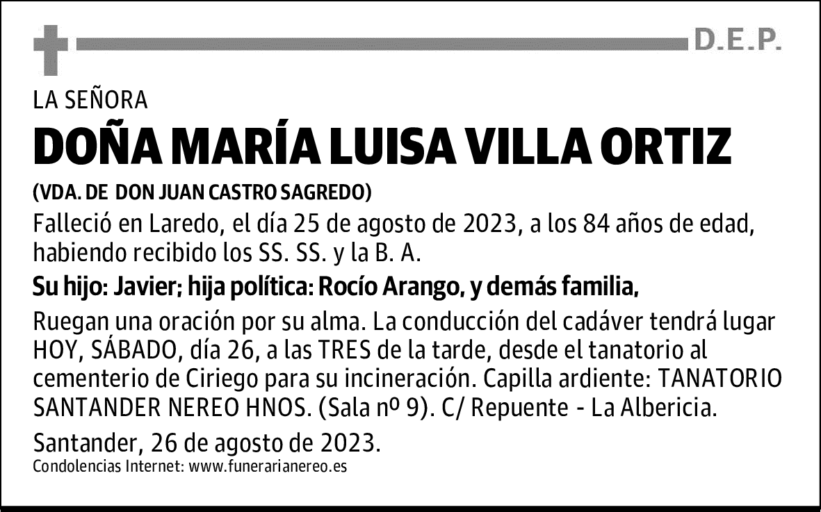 DOÑA MARÍA LUISA VILLA ORTIZ