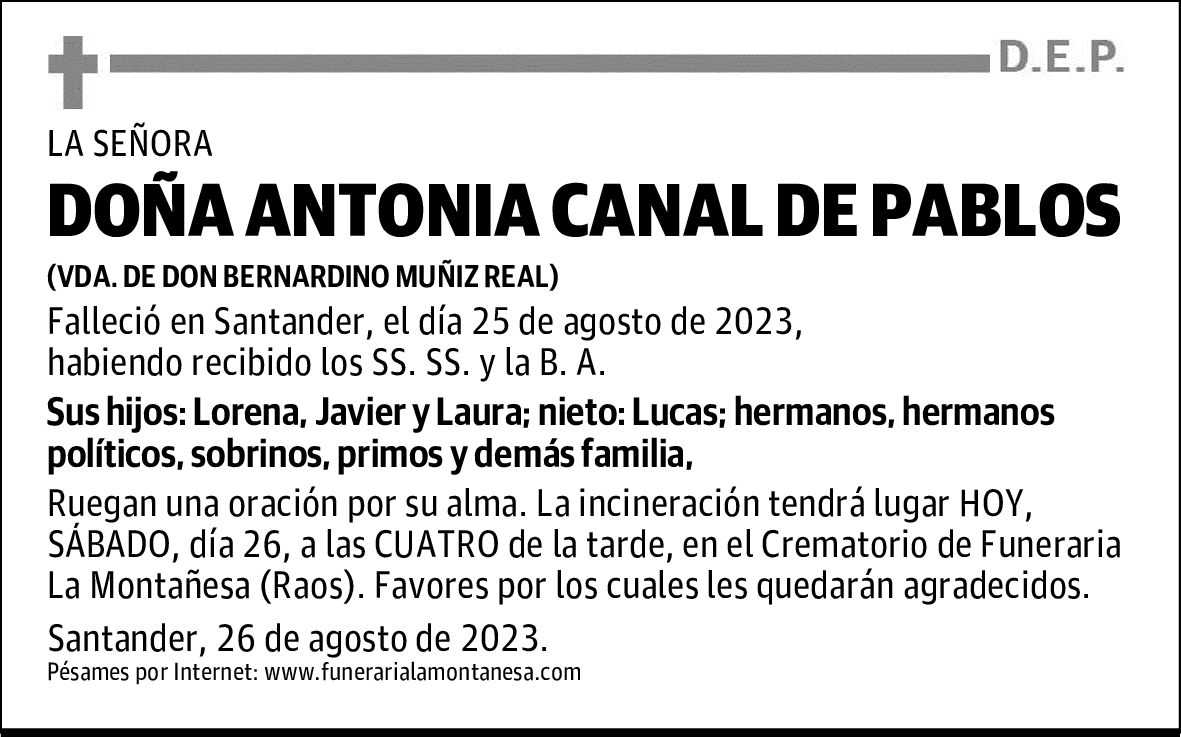 DOÑA ANTONIA CANAL DE PABLOS