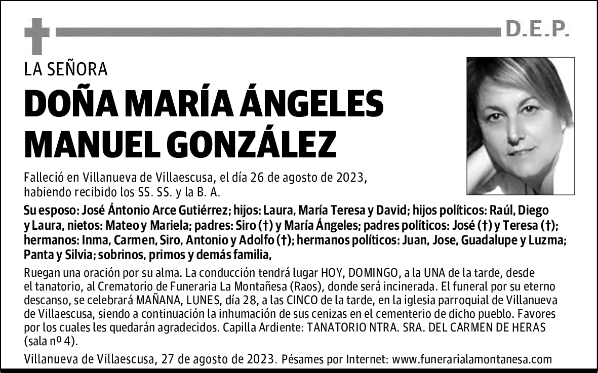 DOÑA MARÍA ÁNGELES MANUEL GONZÁLEZ