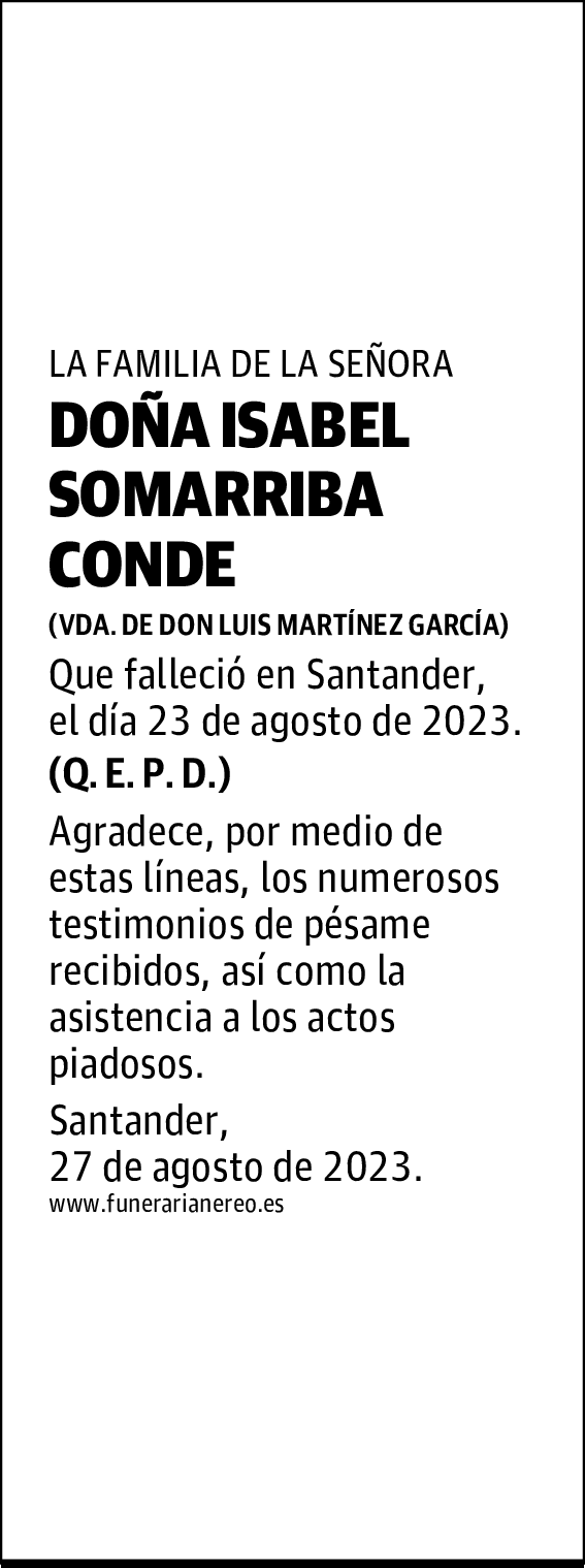 DOÑA ISABEL SOMARRIBA CONDE