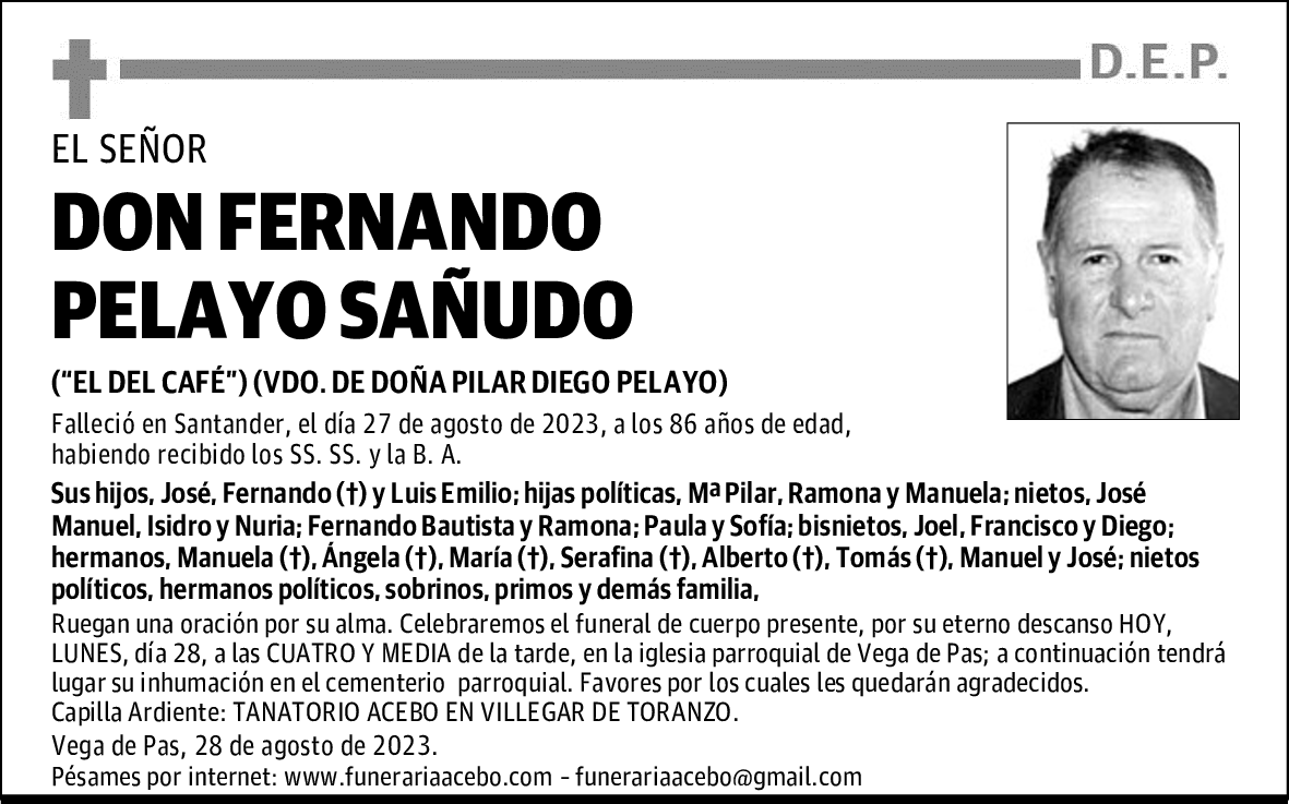 DON FERNANDO PELAYO SAÑUDO