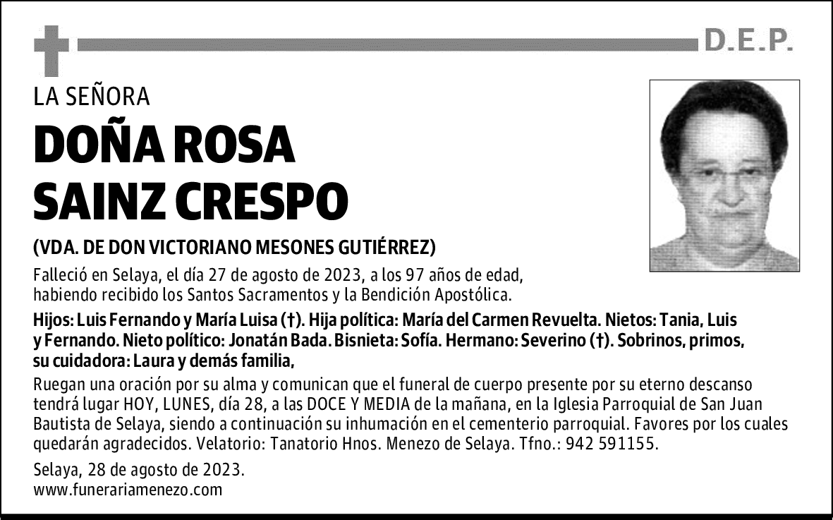 DOÑA ROSA SAINZ CRESPO