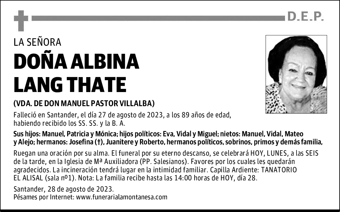 DOÑA ALBINA LANG THATE