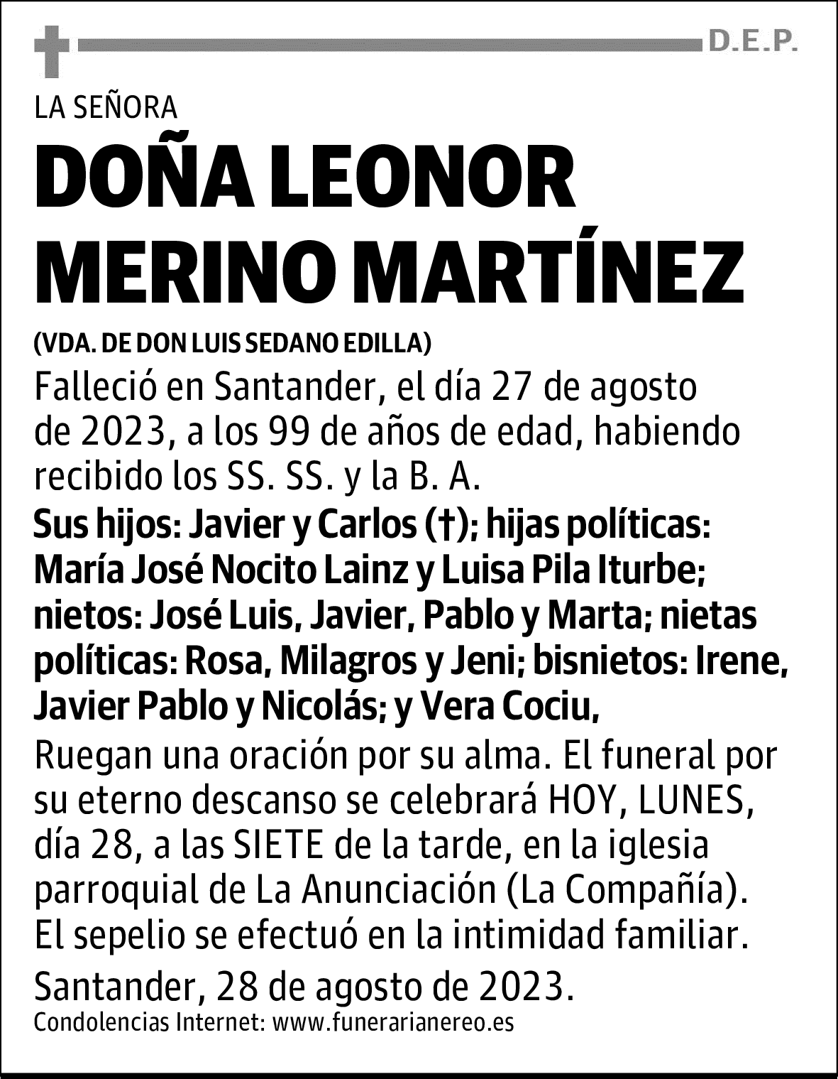 DOÑA LEONOR MERINO MARTÍNEZ