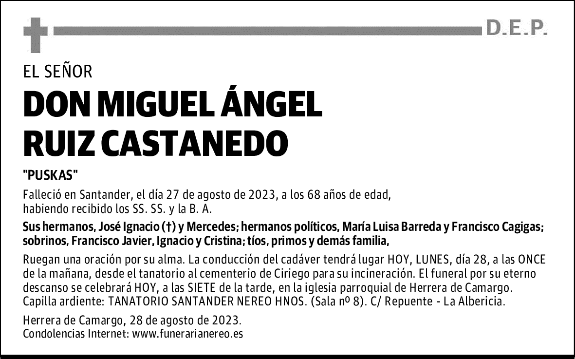 DON MIGUEL ÁNGEL RUIZ CASTANEDO
