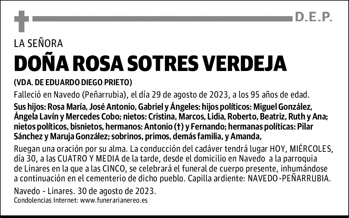 DOÑA ROSA SOTRES VERDEJA
