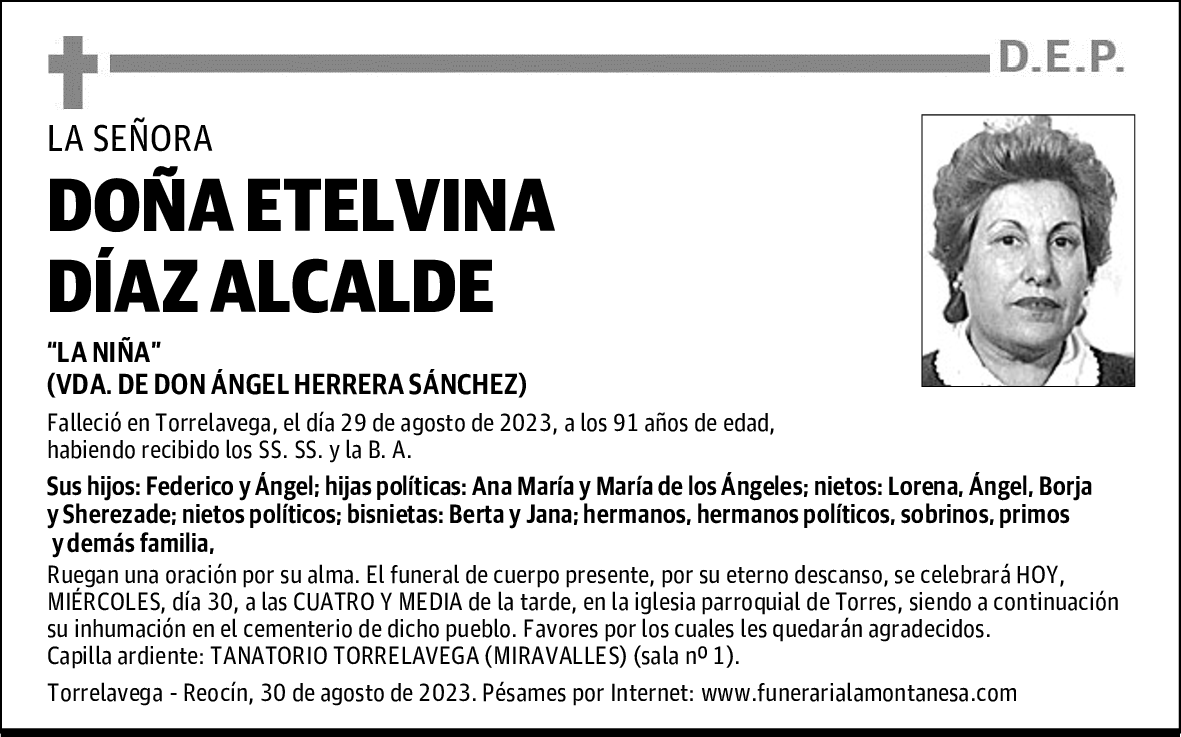 DOÑA ETELVINA DÍAZ ALCALDE