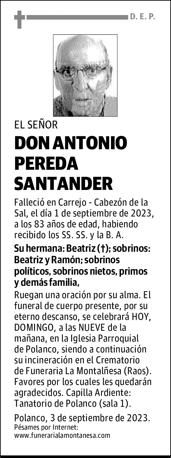 DON ANTONIO PEREDA SANTANDER